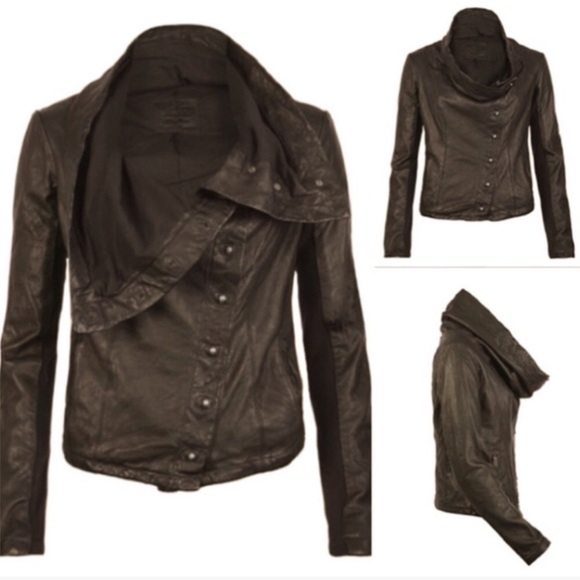 AllSaints Kaito Lamb Leather Jacket XS | Worn by Katy Perry | RARE Espresso - Picture 3 of 8